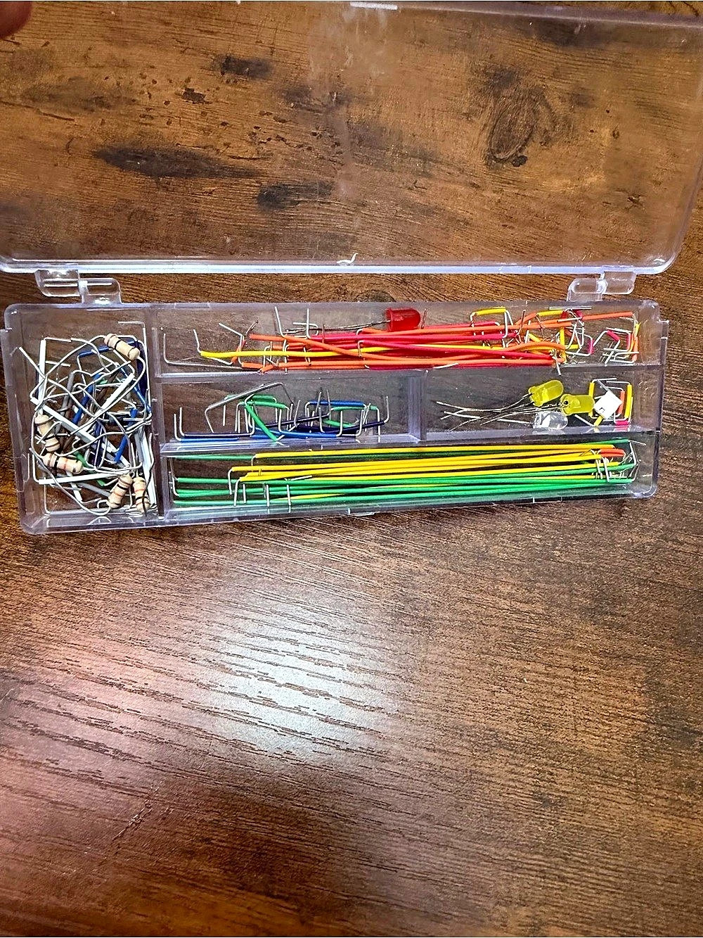 Breadboard Jumper Wire Kit Assorted Pre-Cut Wires LEDs Resistors Storage Box